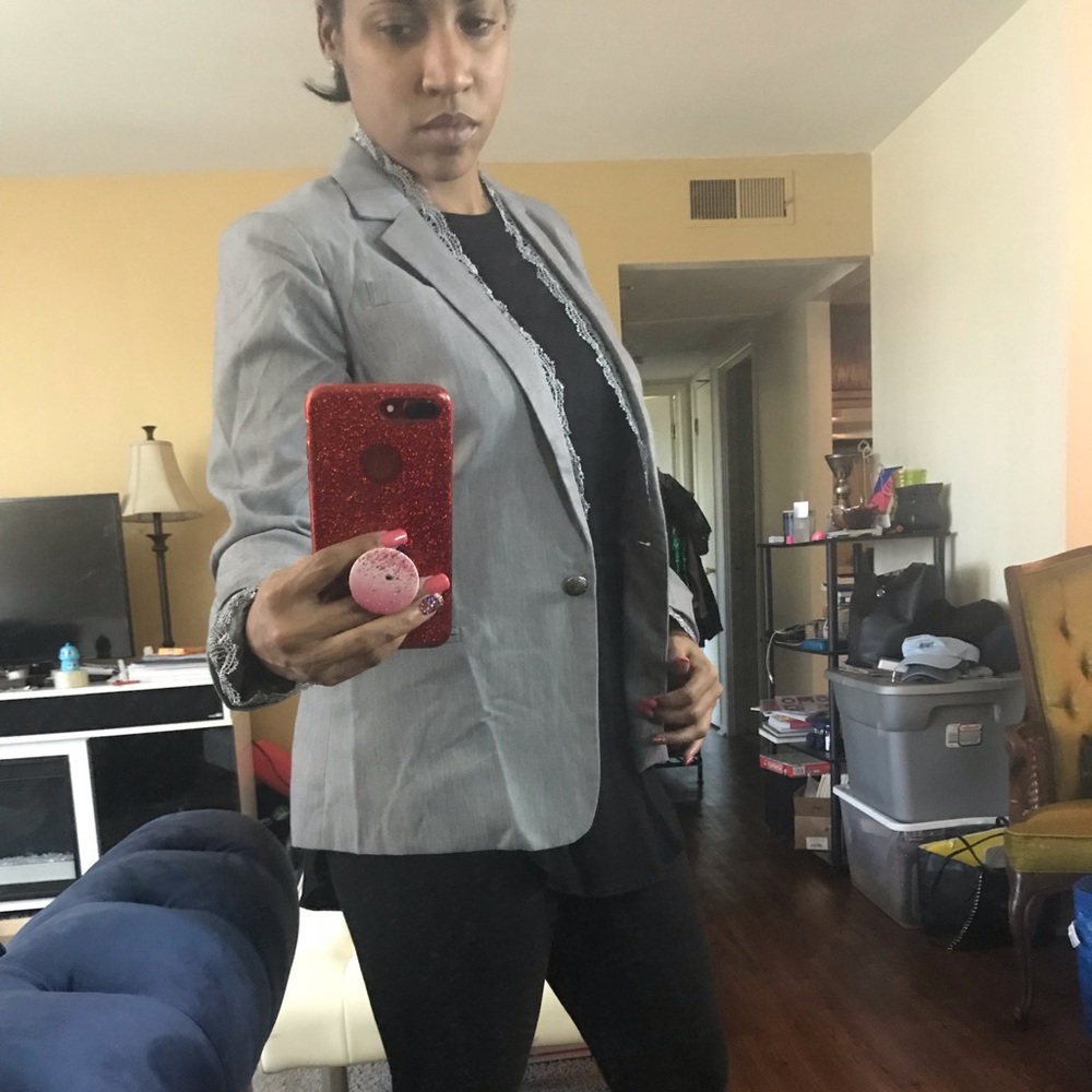 Lace detail blazer